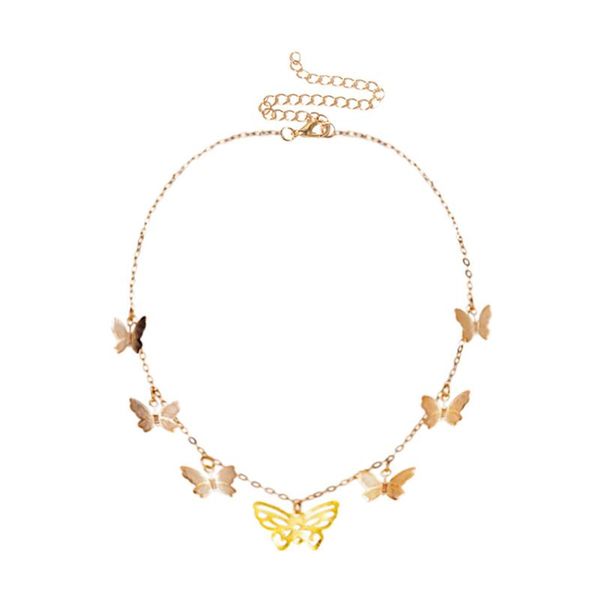 

sweet cute butterfly choker necklace for women acrylic color chain clavicle chain necklace statement collar female pendant a50, Golden;silver