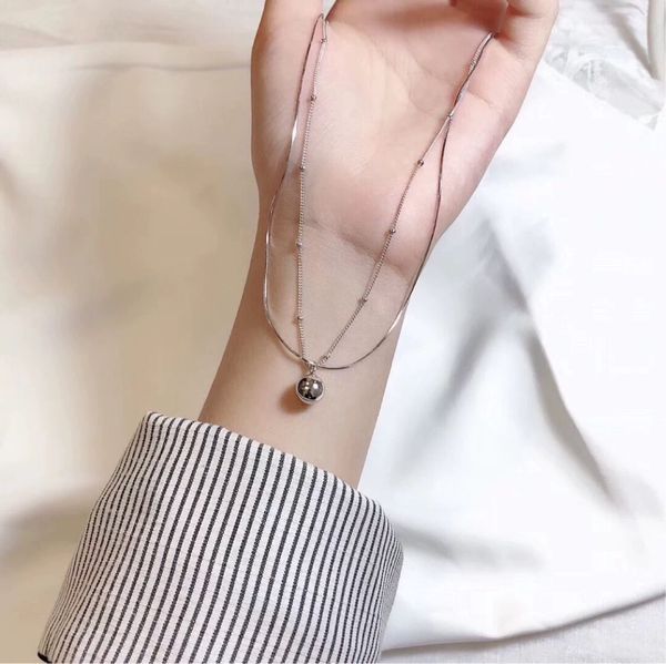 

s925 double-layer light beads clavicle silver necklace elegant all-match gift for girlfriend