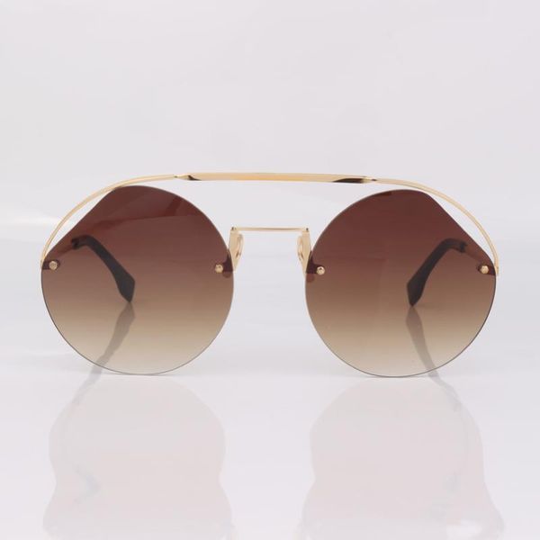 

sunglasses rimless double bar women cut out wired frame brown gradient lens light lady, White;black