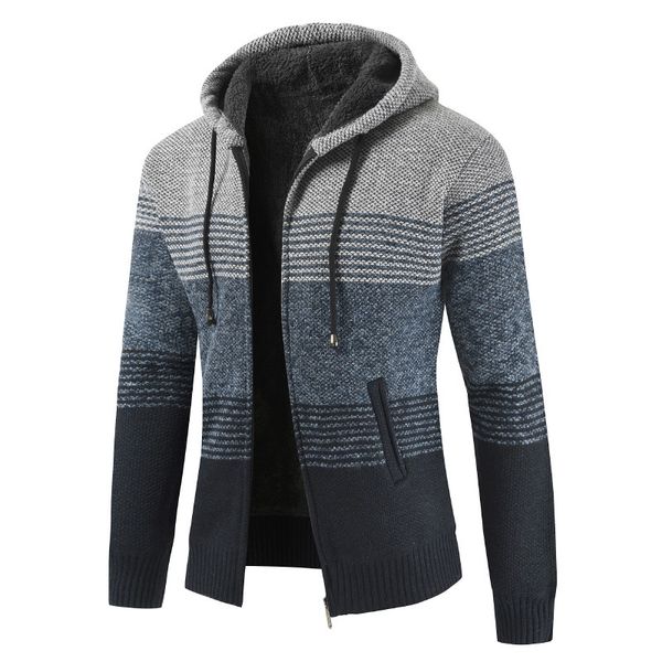 

men's sweaters negizber sweater fashion trend plus velvet hooded long-sleeved wild casual color matching, White;black