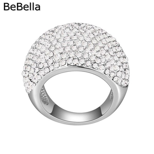 

bebella 5 colors crystal finger ring for women girls with czech crystal fashion trendy jewelry birthday christmas gift, Golden;silver