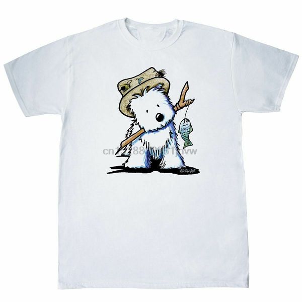 

inktastic westie fishing buddy t-shirt - kiniart west highland terrier dog breed apparel casual tee shirt