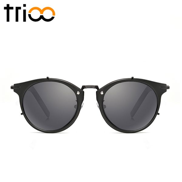 

trioo polarized round sunglasses men vintage male lunette uv400 protection mens shades sun glasses, White;black