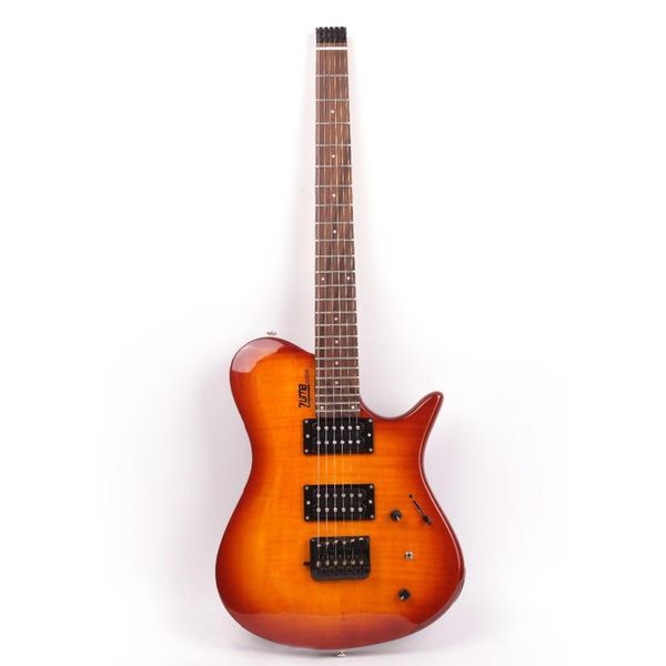 

good quality electric headlesss guitar flame maple ing