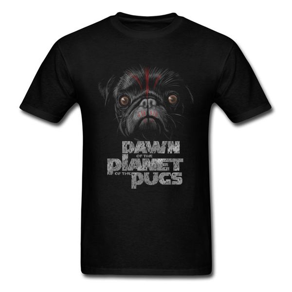 

black t shirt pug lover t-shirt dawn of the planet of the pugs men cotton tshirt mens guys tees cotton clothes unique