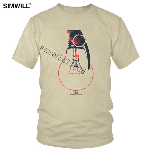 

classic fashion men idea is a powerful weapon t shirt streetwear bulb t-shirt short sleeve cotton tshirt summer handsome apparel
