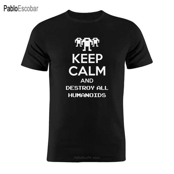 

shubuzhi cotton t shirt keep calm and destroy all humanoids alien invasion funny silhouette artwork gift tee
