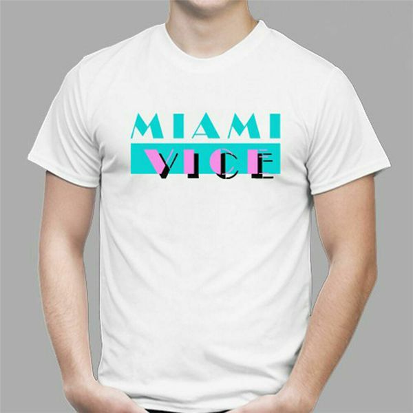 

new miami vice logo 80s retro tv show mens white t shirt size s to 2xl custom printed tee shirt