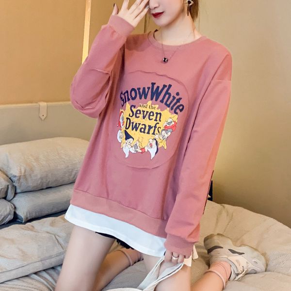 

women's hoodies & sweatshirts korean-style early autumn mid-length mo two-piece long sleeve hoodie thin large size dr pullovers -50, Black