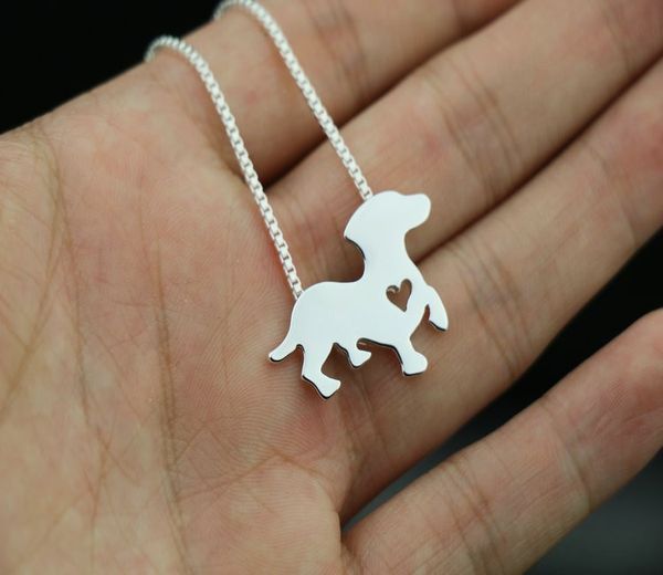 

pendant necklaces dachshund necklace dog animal jewelry for birthday gift, Silver