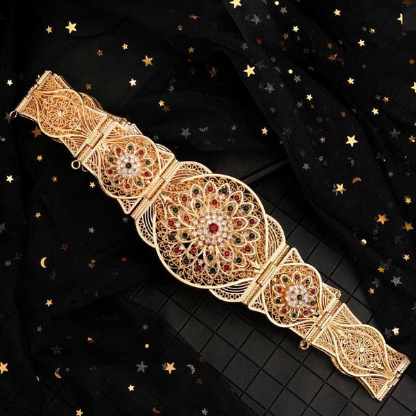 

new european style noble hollow flower caften jewelry waist chain manufacturers direct sale wedding metal belt, Black;brown