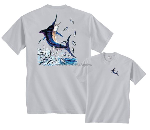 

blue marlin из воды с небольшим количеством рыб рыбалка футболка мультфильм тенниска мужчин унисекс новая мода тенниску бесплатной доставкой