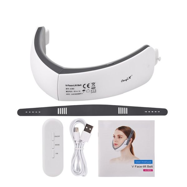 Новые EMS V Face Machine Тонкий лицевой инструмент Красный синий светодиодный фотонотерапия для лица подъемное устройство для лица подбородок V-линии вверх подъемный ремень массажер