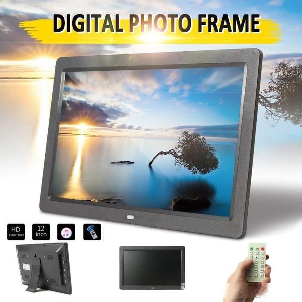 

12 frameless hd digital picture electronic p frame movie mp4 player remote control p alarm clocks home decoration