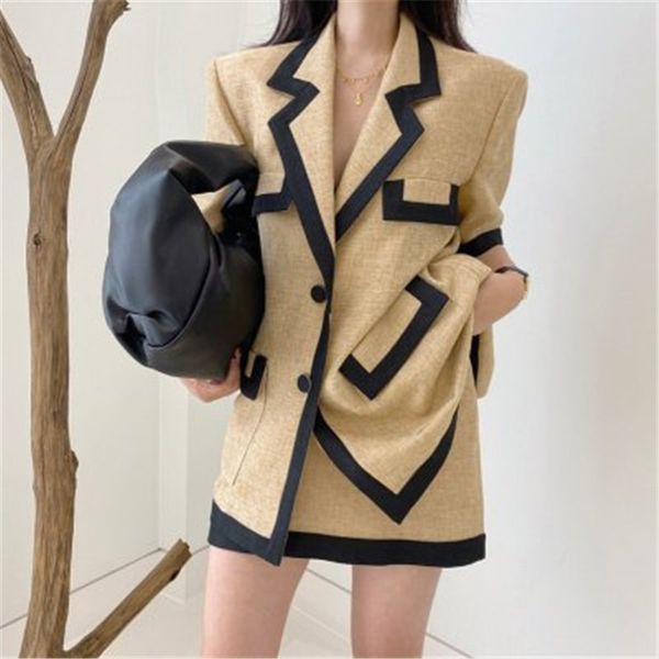 

chic design customed v-neck patchwork elegant fashion suit set elegant simple suits+high waist solid high waist skirt 2020 new, White