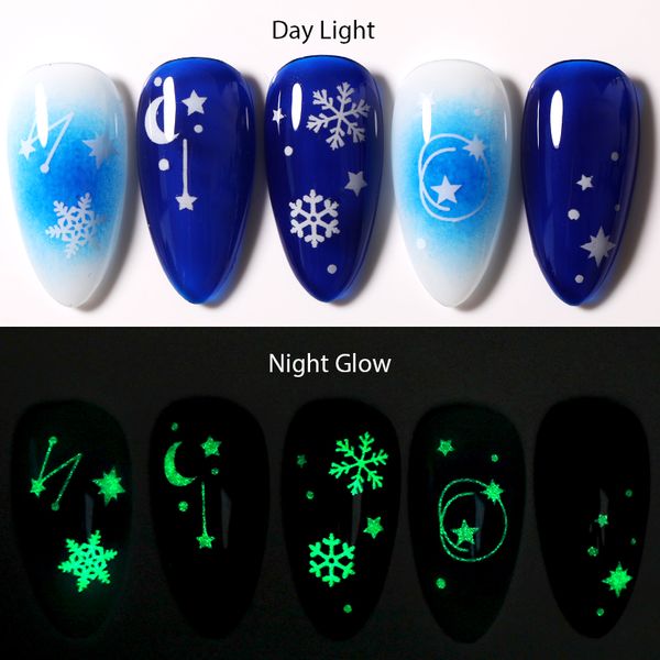 

1 sheet 3d nail stickers christmas luminous nail art decals snowflake star stickers diy art decoration, Black