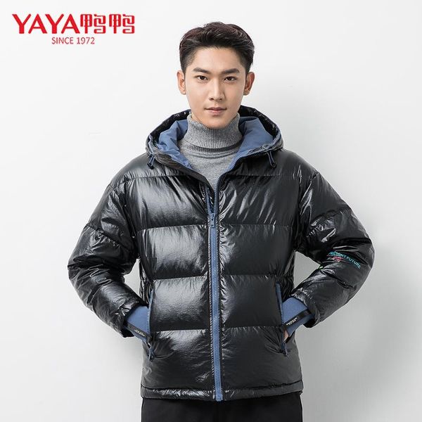 

yaya new autumn winter man duck down jacket ultra light thin plus size spring jackets men stand collar outerwear coat, Black