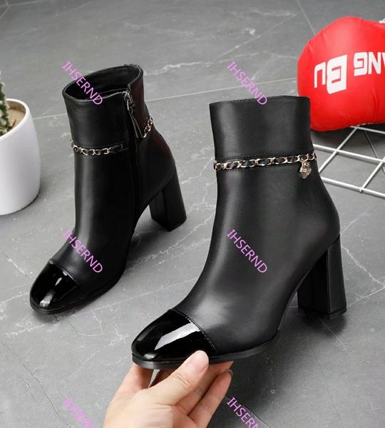 

2020 classic ladies color matching boots wild fashion simple martin high heels side zipper women boots, Black