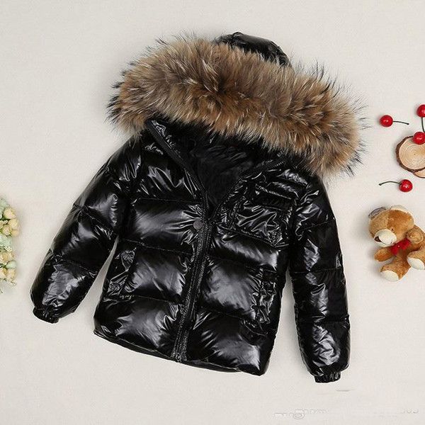 

2020 brand kids down jacket boys girls 95% white duck down coat children raccoon fur hooded baby thicken warm down coat size 80-170, Blue;gray