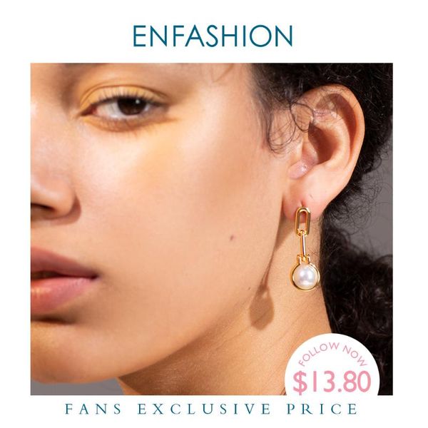 

dangle & chandelier enfashion link chain pearl drop earrings for women gold color geometric earings fashion jewelry dropshippping e191142, Silver