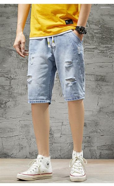 

мужских hole колена джинсов мода zipper fly брюки прямой мужской stretch light blue mid сыпучие штаны