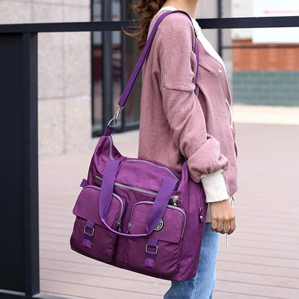 

brand large pocket casual tote women's handbag shoulder handbags canvas leather capacity bags for women bolsas de tela