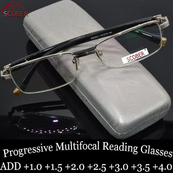

sunglasses = scober progressive multifocal reading glasses men titanium alloy senator commercial see near and far 0 add +1 to +4, White;black