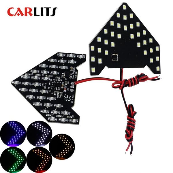 

carlits 2pcs 33smd led yellow bule vehicles rear view mirror lamp arrow steering light 12v styling light flowing turn signal cj