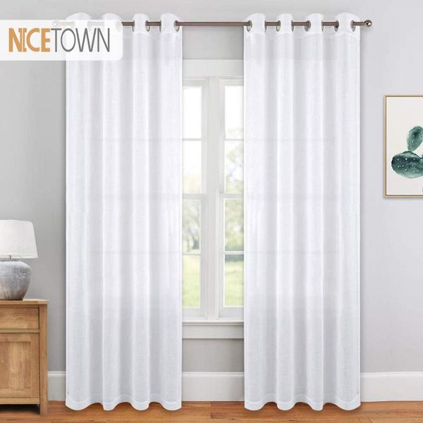 

curtain & drapes nicetown 1 pair 2021 arrival summer modern voile white tulle panels with grommet curtains sheers for home living