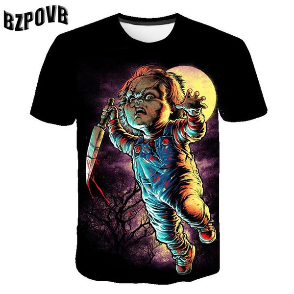 

anime animal cool skull clown summer male 3d print shirts kawaii comics hippie men clothing