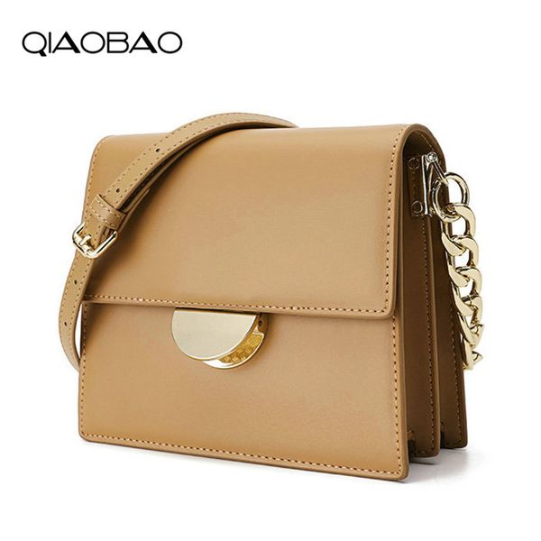 

qiaobao 100% cowhide leather handbag flap bags crossbody shoulder messenger bag female women fashion small bags female designer