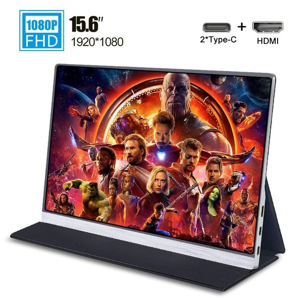

15,6-дюймовый 1080p портативный монитор fhd ips экран 1920x1080 тонкий дисплей типа с экрана для дюймов в секунду банка завод портативный те