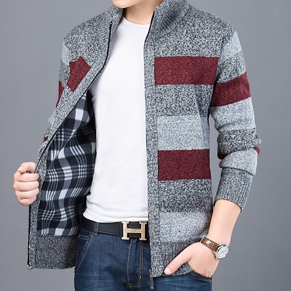 

2020 thick new fashion brand sweater for mens cardigan slim fit jumpers knitwear warm autumn korean style casual clothing male, White;black