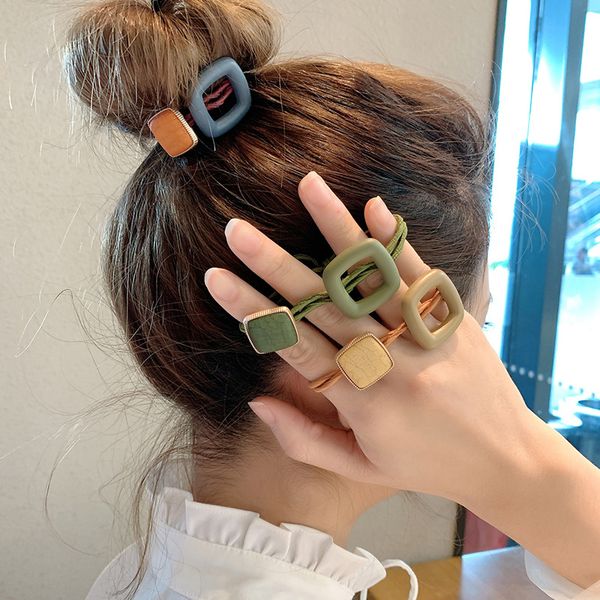 

hair accessories cute candy acrylic pendant elastic bands for women elegant girls romantic geometric scrunchy