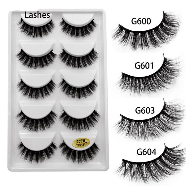 

false eyelashes 5 pairs reusable 3d mink hair thick long cross natural wispy lashes eye extension women makeup tools