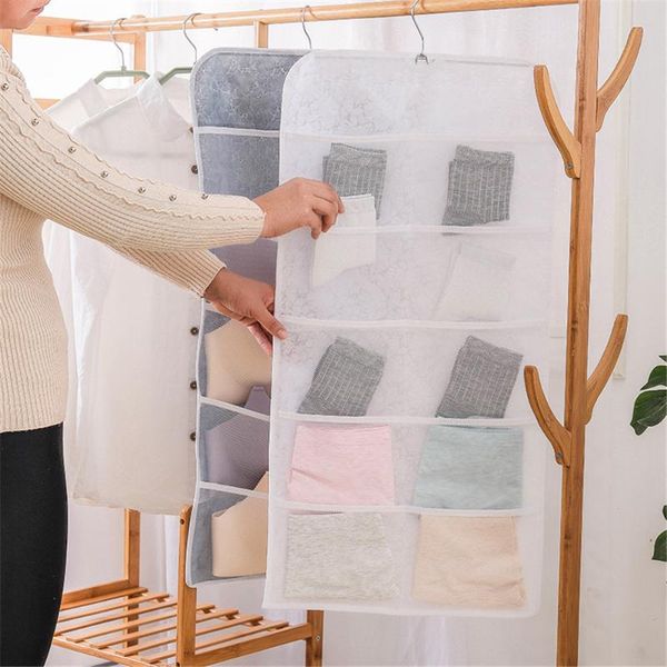 

storage boxes & bins 15/30 pockets multifunction folding clothing bag hanging socks bra underwear rack hanger bags organizer