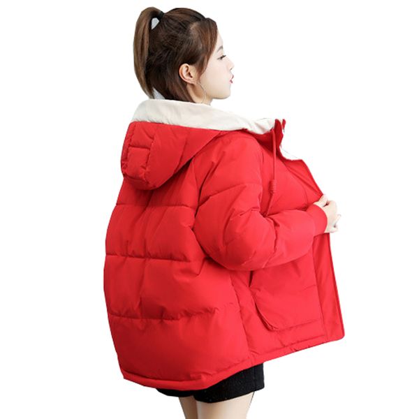 

winter coat women 2020 fashion winter jacket women cotton padded parka outwear hooded 7 colors solid female jacket coat, Black
