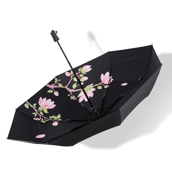 

черный заказ зонт для uv ветрозащитный umbrella дождь высокое качество яда цветы женщин складные зонты женские подвески марка ys110 dohpt