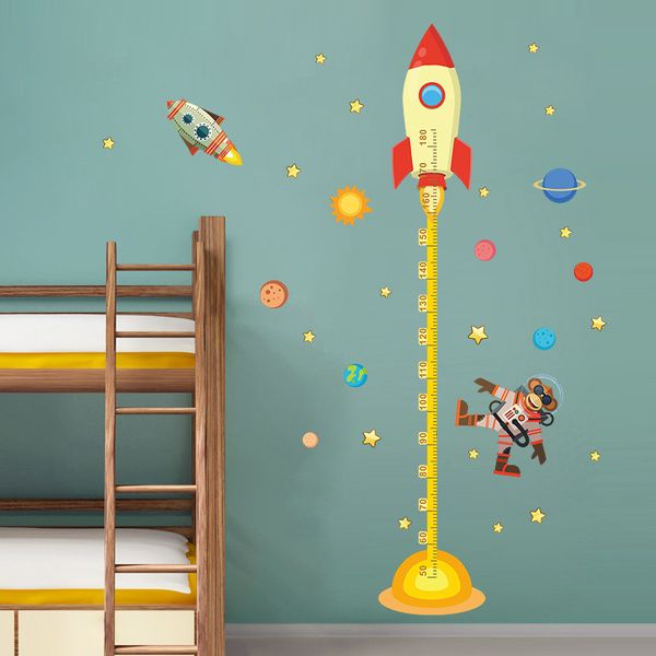 

diy outer space planet monkey pilot rocket home decal height measure wall sticker for kids room baby nursery growth chart gifts