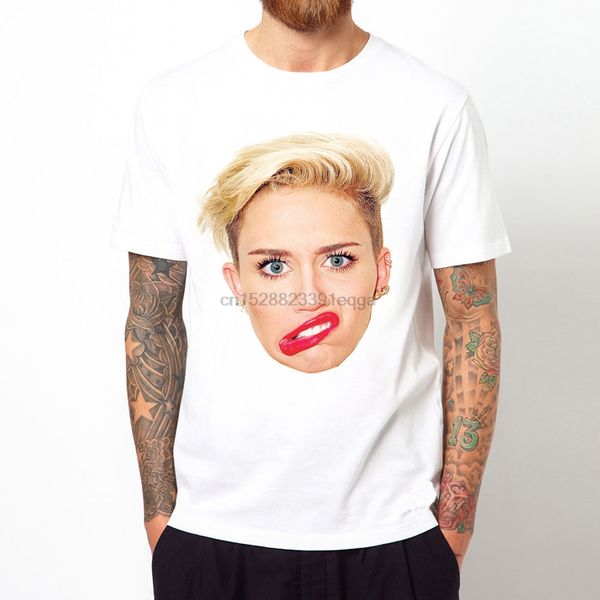 

miley cyrus-face party gift twerk bangerz white t-shirt men tee shirt short sleeve cotton fitness t-shirts
