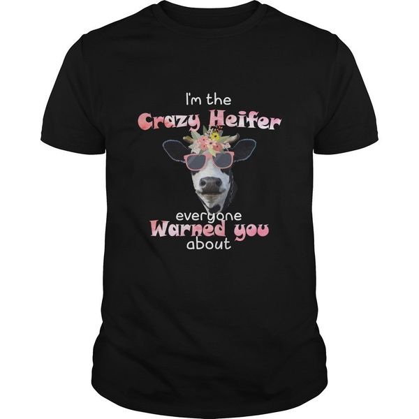 

im crazy heifer everyone warned you about cow with sunglasses black t-shirt cartoon t shirt men new fashion tshirt
