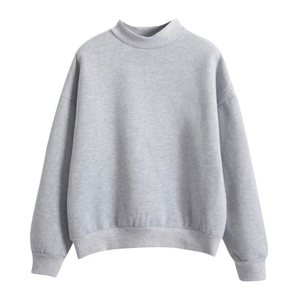 

winter grey hoodie round neck long sleeve velvet warm sweatshirts women korean black loose hoodies female casual coat