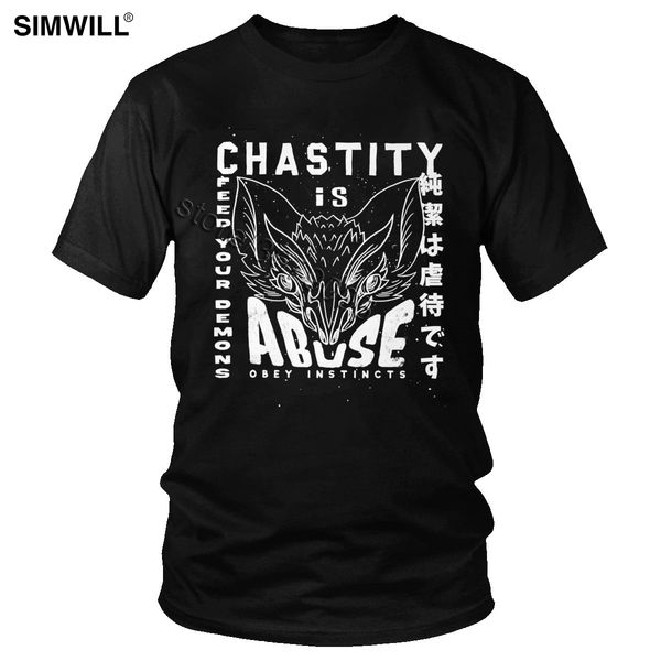 

марка последние tshirts для мужчин 100% хлопок целомудрие злоупотребление футболка с коротким рукавом o-образным вырезом casual tee shirt 4x