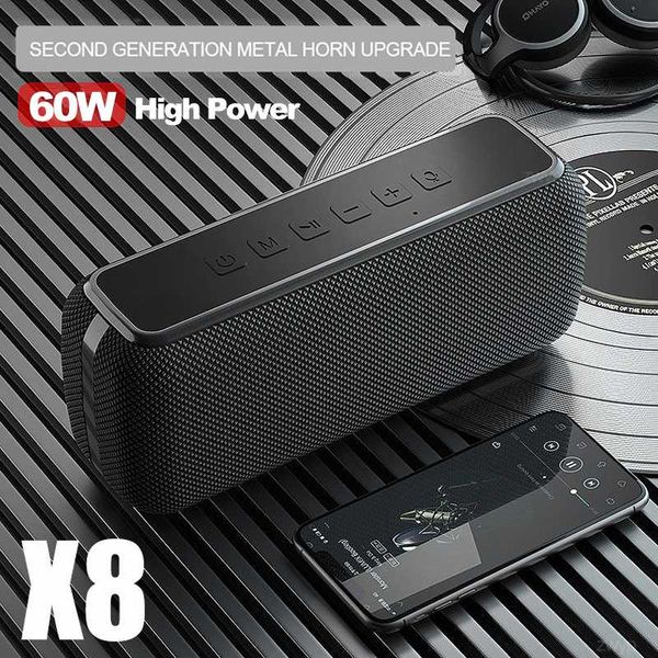 

60w high-power portable bluetooth speaker sound column stereo wireless subwoofer music center, support fm radio tf aux usb