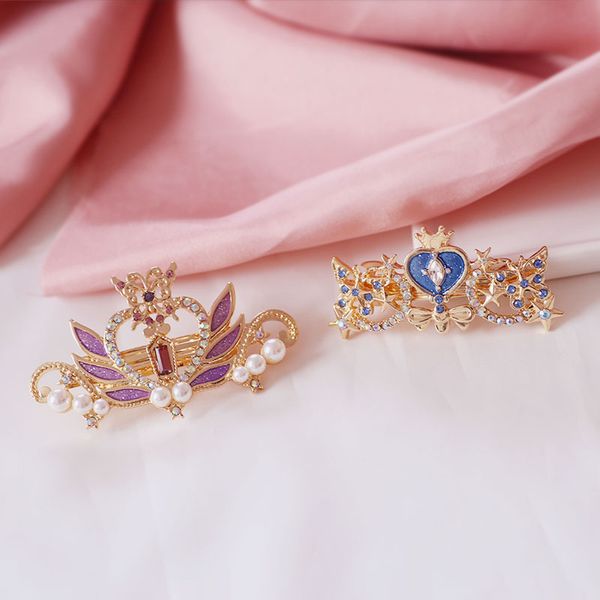 

sansummer new fashion love crown pearl rhinestone openwork beautiful cute girl personality hairpin for women jewelry 210, Golden;silver