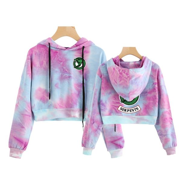 

2020 lovely crop hoodies riverdale southside serpent print harajuku casual hoodies sweatshirts harajuku hoodie crop top, Black