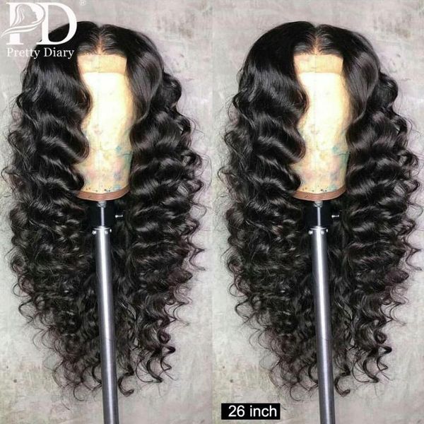 

lace wigs 28 30 32 inch loose wave front human hair wig swiss long brazilian for black women pre-pluck with baby, Black;brown