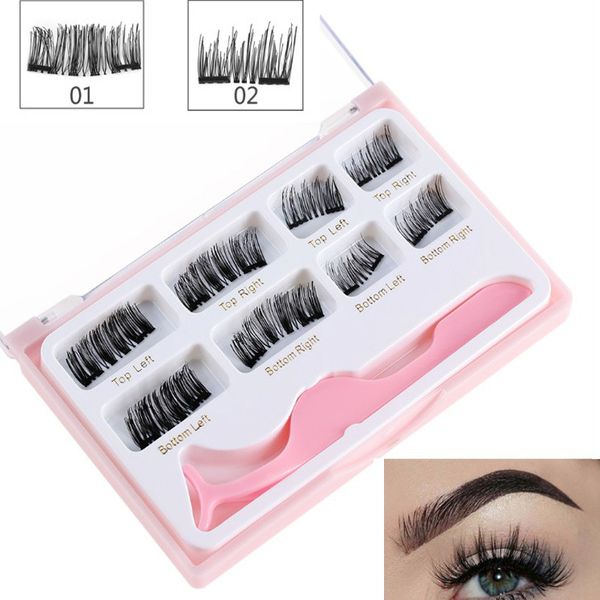 

false eyelashes 8 pcs 3d magnetic mink fake eye lashes hand made with tweezers sswell