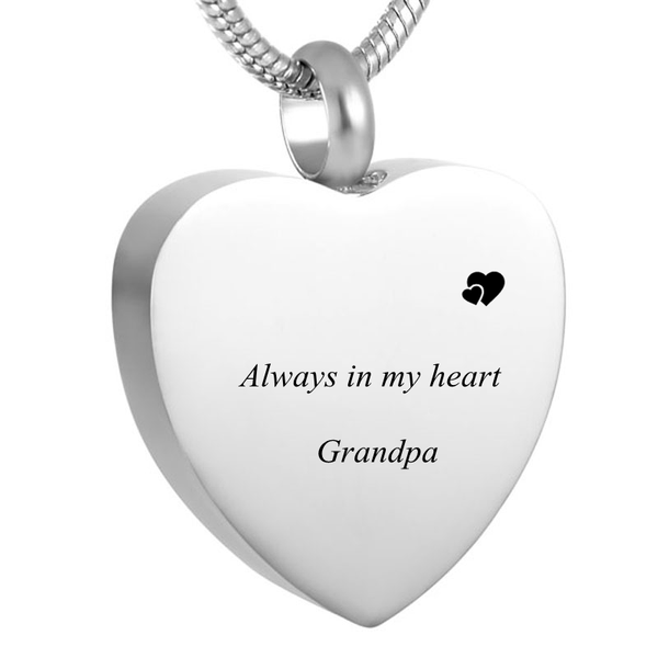 

lkj9095-1 customize available always in my heart dad/ mom/ son/ daughter/ grandpa/ grandma memorial urn cremation necklace, Silver