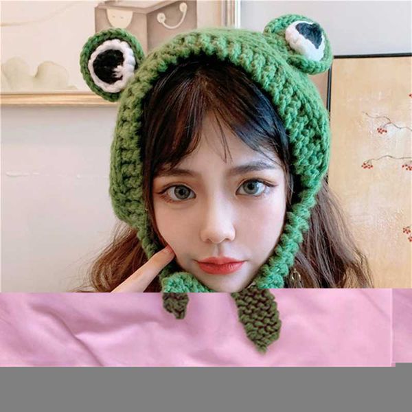 

winter skullies cute women frog hat crochet knitted hat costume beanie hats cap women gift hip-hop cap pgraphy prop party, Blue;gray